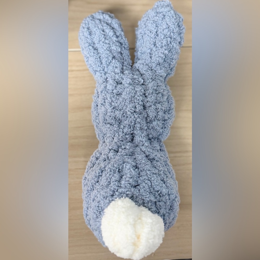 Handmade Hand Crafted Knit Blue Gray Bunny Easter Gift